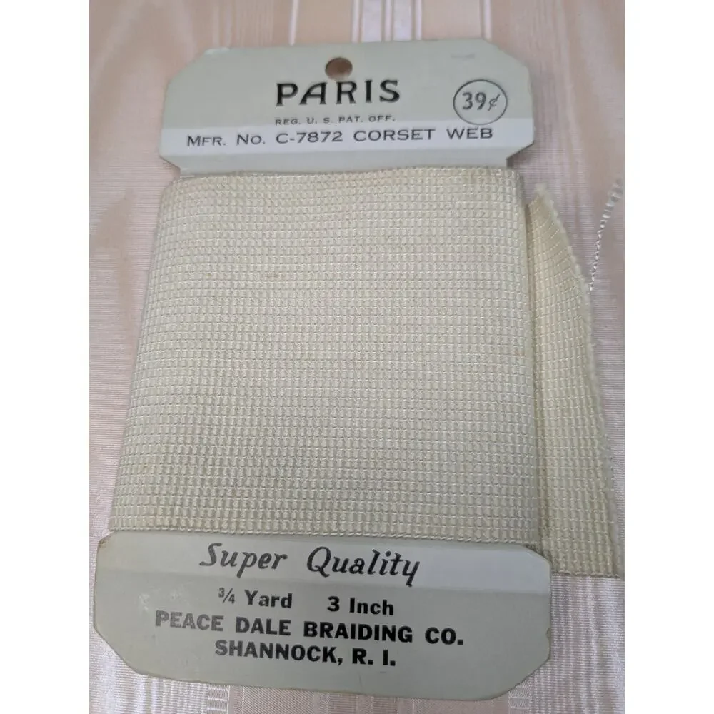 Antique 1910s Paris Corset Web Peace Dale Braiding Co. Shannock R.I. 24